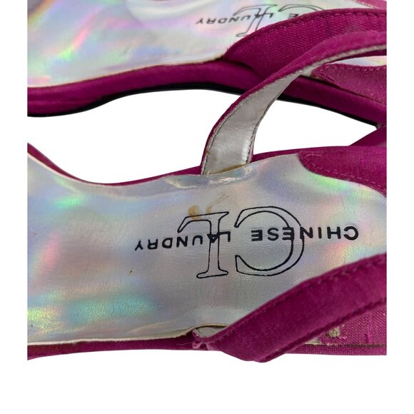 Chinese Laundry Fuchsia Heeled Sandals Sequins 4" Heels Strappy Womens Size 5.5M - Picture 6 of 12